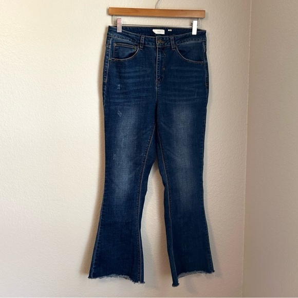 a loves a Denim - A Loves A Womens Flare Jeans Size 30 Dark Wash HighRise Stretch Denim Boho Retro
